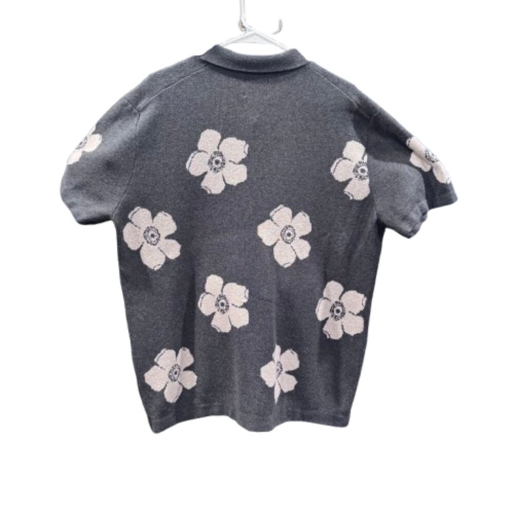Abercrombie & Fitch Gray Floral Sopranos Retro Bowling Polo Button-Down (SZ L T) - Picture 2 of 11